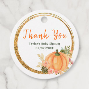 Etiquetas Para Lembrancinhas Agradecimento para Baby Shower de Abóboras Laranja