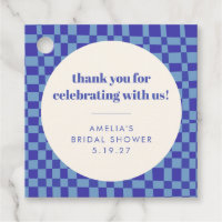 Agradecimento Personalizado Azul Xadrez para Chá d