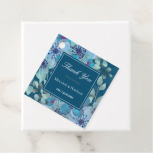 Etiquetas Para Lembrancinhas Água Azul Marinho Floral Elegante Obrigado