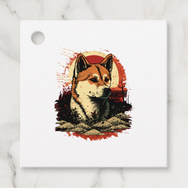 Etiquetas Para Lembrancinhas Akita Inu Dog (Frente)