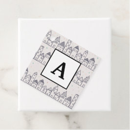 Etiquetas Para Lembrancinhas Aldeia de Natal da Página de Coloração na Neve