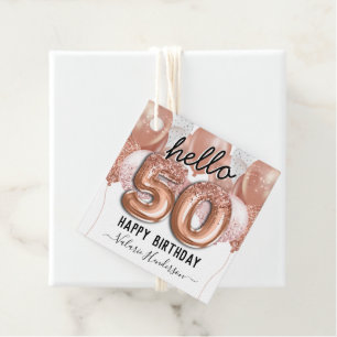 Etiquetas Para Lembrancinhas Alô 50 Balões de Aniversário Rosa Glitter