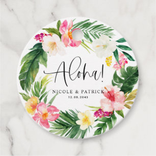 Etiquetas Para Lembrancinhas Aloha Flores Tropicais e Casamento Verde