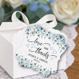 Etiquetas Para Lembrancinhas Amor & Agradecimento Rústico Azul Boho Flores Silv