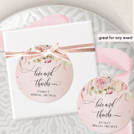 Etiquetas Para Lembrancinhas Amor e Gratidão, Rosa e Dourado e Floral