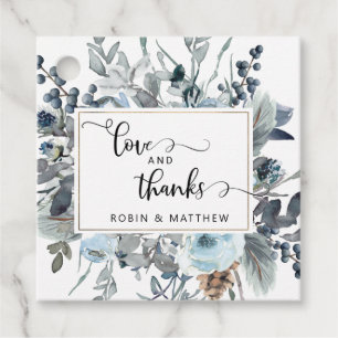 Etiquetas Para Lembrancinhas Amor Floral Azul Elegante e Favor de Casamento de