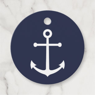 Etiquetas Para Lembrancinhas Âncora branca náutica em azul Marinho