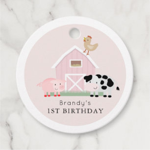 Etiquetas Para Lembrancinhas Animais De Fazenda Barnyard Pink Aniversário Obri