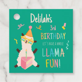 Etiquetas Para Lembrancinhas Animais de Festa Llama Aniversário Meninas Verde