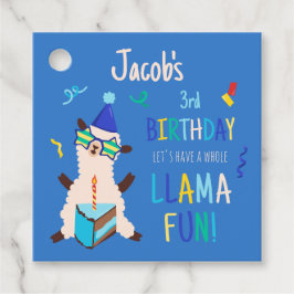 Etiquetas Para Lembrancinhas Animais de Festa Llama Aniversário Meninos Azul