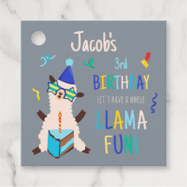 Etiquetas Para Lembrancinhas Animais de Festa Llama Aniversário Meninos Cinza