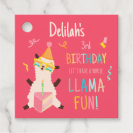 Etiquetas Para Lembrancinhas Animais de Festa Llama Garotas de Aniversário Rosa