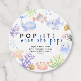 Etiquetas Para Lembrancinhas Animais do oceano de aquarela - pop! quando ela po