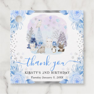 Etiquetas Para Lembrancinhas Animais Florais Árticos em Aquarela Aniversário de