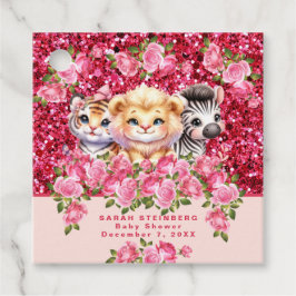 Etiquetas Para Lembrancinhas Animais Selvagens Chás de fraldas da GIrl cor-de-r