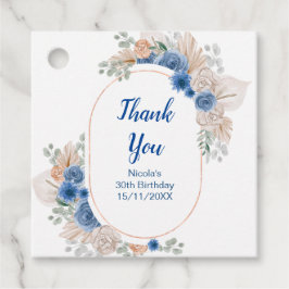 Etiquetas Para Lembrancinhas Aniversário com Grama de Pampas Azul Boho