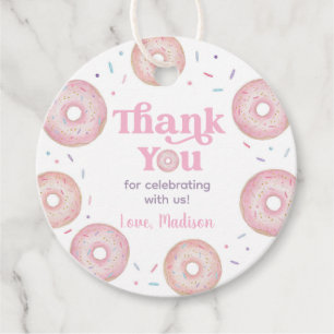 Etiquetas Para Lembrancinhas Aniversário da Rosquinha Pink Pastel Obrigado