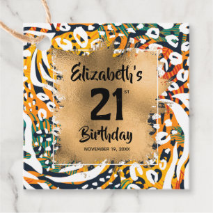 Etiquetas Para Lembrancinhas Aniversário de 21 anos de impressão animal colorid