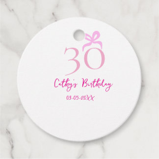 Etiquetas Para Lembrancinhas ANIVERSÁRIO DE 30 ANOS laço rosa PASTEL DESENHADO 
