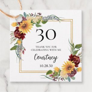 Etiquetas Para Lembrancinhas aniversário de 30 anos Sunflower Obrigado