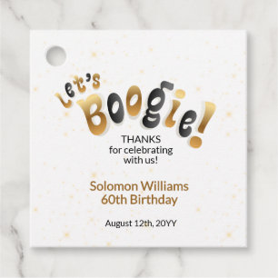 Etiquetas Para Lembrancinhas Aniversário de 60 anos Gold Sparkle Let's Boogie