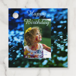 Etiquetas Para Lembrancinhas Aniversário de criança de fotos azul verde-brilhan