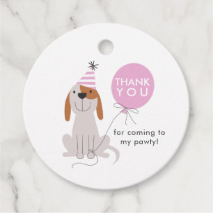 Etiquetas Para Lembrancinhas Aniversário de Pawty do rosa do cão de filhote d