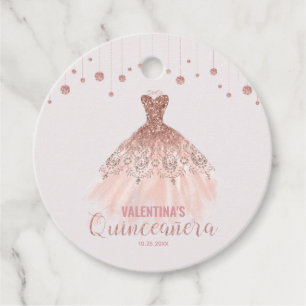 Etiquetas Para Lembrancinhas Aniversário de Quinceañera do vestido Dourado