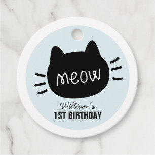 Etiquetas Para Lembrancinhas Aniversário do Gato Preto Cara de Azul Obrigado