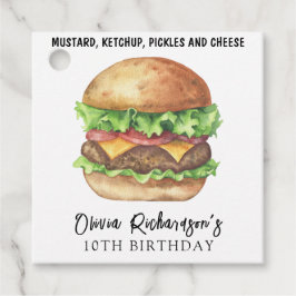 Etiquetas Para Lembrancinhas Aniversário do Partido Burger Watercolor