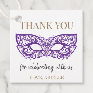 Etiquetas Para Lembrancinhas Aniversário do Quince Mascarada Ball Purple Sweet 