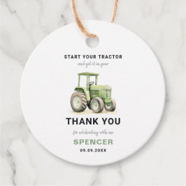 Etiquetas Para Lembrancinhas Aniversário do Trator Verde de Cor Viva Editável