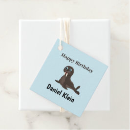 Etiquetas Para Lembrancinhas Aniversário personalizado foca cinza azul fofo