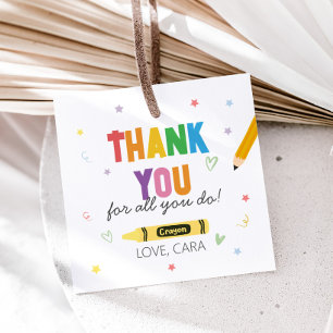 Etiquetas Para Lembrancinhas Apreciação do Professor Crayons Obrigado Praça