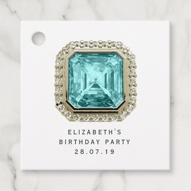 Etiquetas Para Lembrancinhas Aquamarine March Birthstone (Frente)