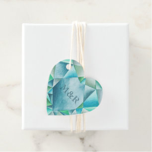 Etiquetas Para Lembrancinhas Aquamarine Watercolor Heart Dia de os namorados