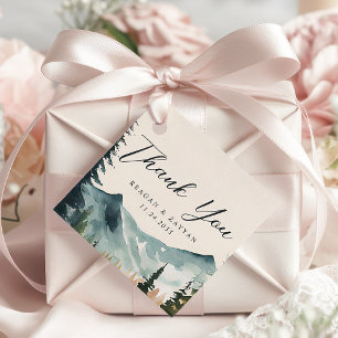Etiquetas Para Lembrancinhas Aquarela Montanhas E Pinheiros Casamento Agradecim
