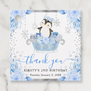 Etiquetas Para Lembrancinhas Aquarela Pinguim Ártico Floral Aniversário Infanti