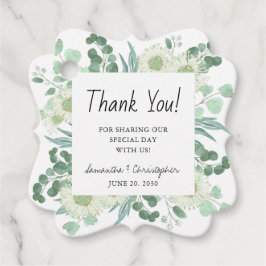 Etiquetas Para Lembrancinhas Aquarela Verde e Flores Obrigado Casamento