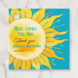 Etiquetas Para Lembrancinhas Aqui vem o Chá de fraldas de sol azul do filho