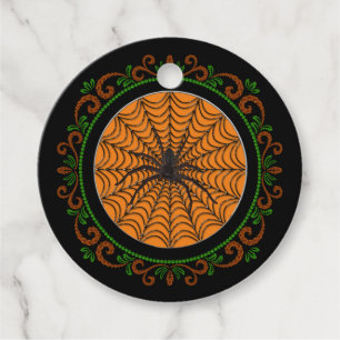 Etiquetas Para Lembrancinhas Aranha Verde Teia de Aranha Laranja e Preto Hallow