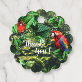 Etiquetas Para Lembrancinhas Arara-escarlate na selva com flores