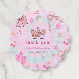 Etiquetas Para Lembrancinhas Arco de Coquete Unicórnio Mágico de Tinta Tie Dye 