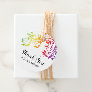 Etiquetas Para Lembrancinhas Arco-íris cores rolando Obrigado casamento lésbico