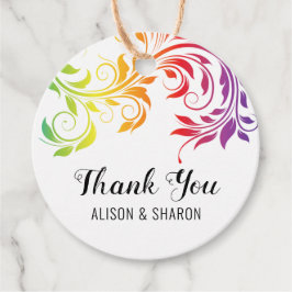 Etiquetas Para Lembrancinhas Arco-íris cores rolando Obrigado casamento lésbico