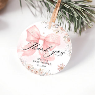 Etiquetas Para Lembrancinhas Arco Rosa Winter Girl Chá de fraldas Obrigado
