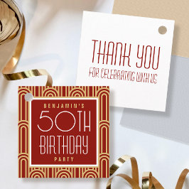 Etiquetas Para Lembrancinhas Art Deco Any Age Birthday Party Thank You Red Gold