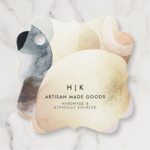 Etiquetas Para Lembrancinhas Artisan Abstrato Shapes Watercolor Hang Tag