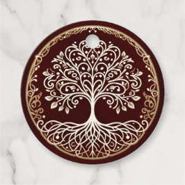 Etiquetas Para Lembrancinhas Árvore da Vida Rústica Casamento Celta Vermelho Es