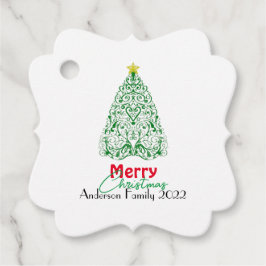 Etiquetas Para Lembrancinhas Árvore de Natal linear da família personalizada